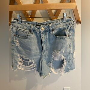 American Eagle Outfitters Ripped Light Blue Jean Shorts